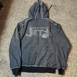 NFL Pro Line New York Jets Full Zip Hoodie Jacket Mens Large Quilted Lined